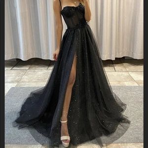 Black prom dress, size small, long. New